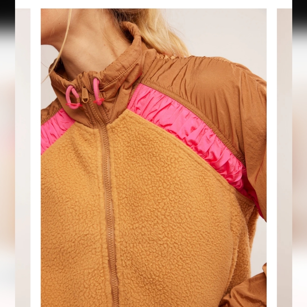 NWOT Free People Movement Amelia Zip Up Fleece in Camel Malibu - Picture 6 of 13